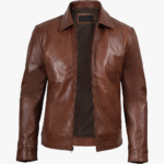 Reeves Men's Harrington Cognac Real Leather Jacket