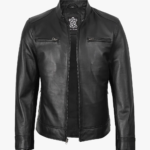 Men's Black Lambskin Leather Biker Style Jacket