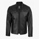 Men's Real Leather Black Biker Style Jacket