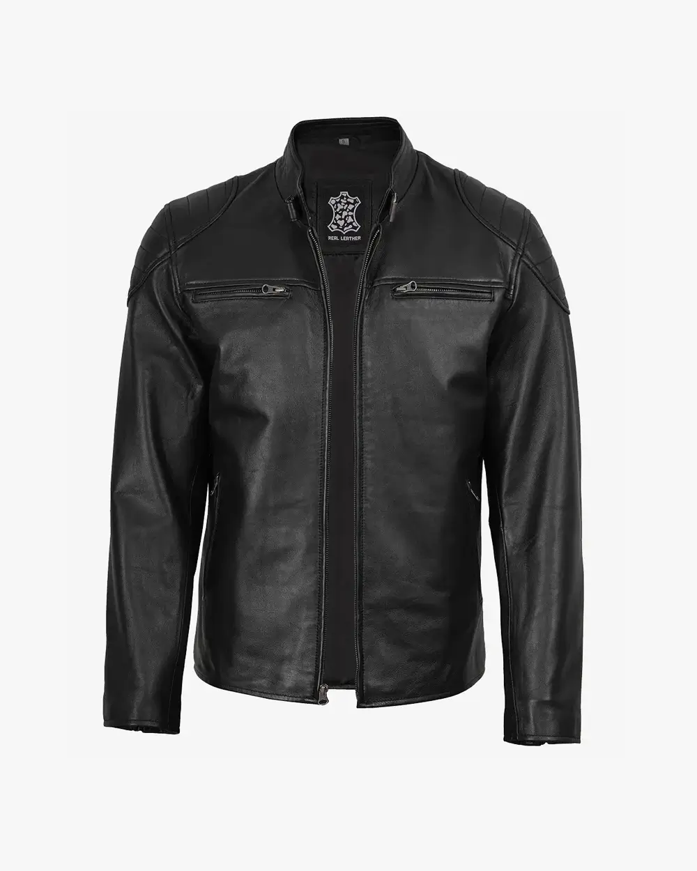 Men's Real Leather Black Biker Style Jacket