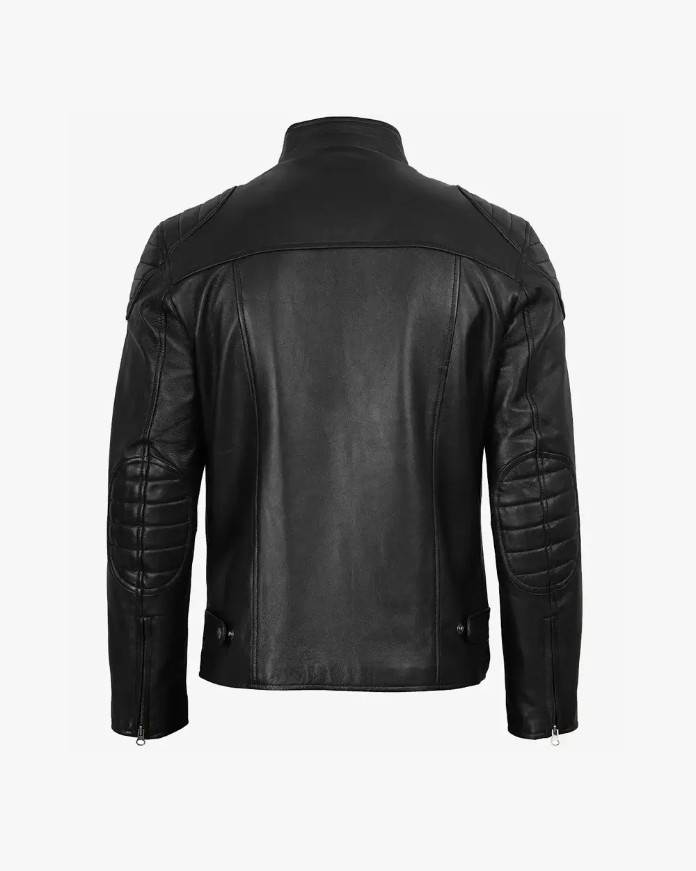 Men's Real Leather Black Biker Style Jacket - Image 4