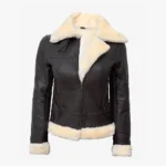Women's Real Leather Dark Brown B3 Bomber Shearling Jacket