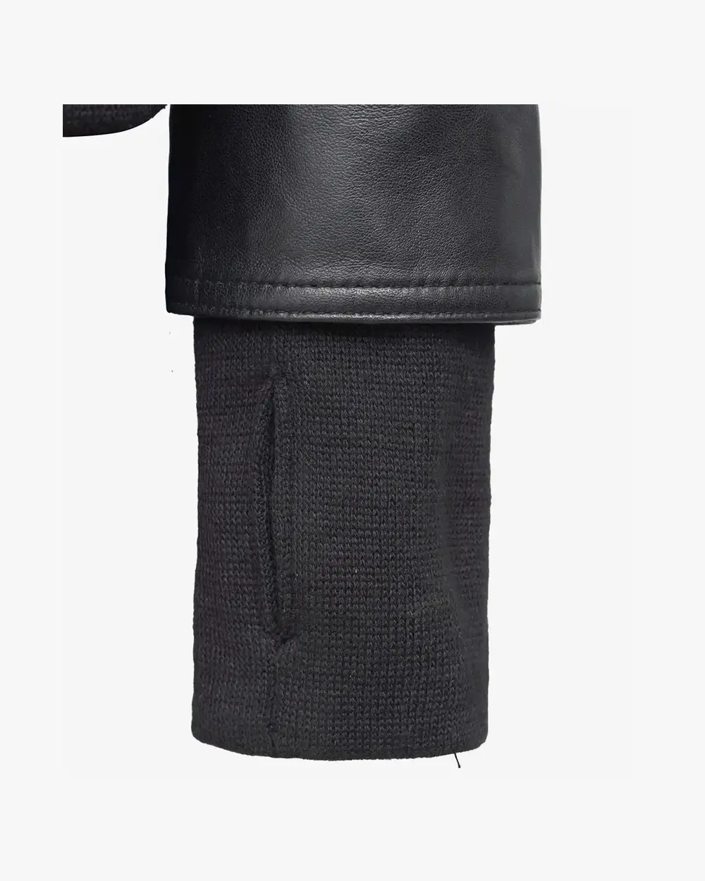 The Céleste: Womens Black Bomber Leather Jacket with Removable Hood - Image 6