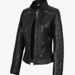 Bergamo Womens Black Biker Style Leather Jacket (Copy)