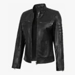 Women's Classic Black Leather Biker Style Jacket