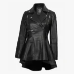 Women's Asymmetrical Black Peplum Leather Jacket