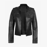 Womens Black Leather Moto Jacket - Classic Biker Style