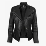 Women's Black Lambskin Leather Biker Style Jacket