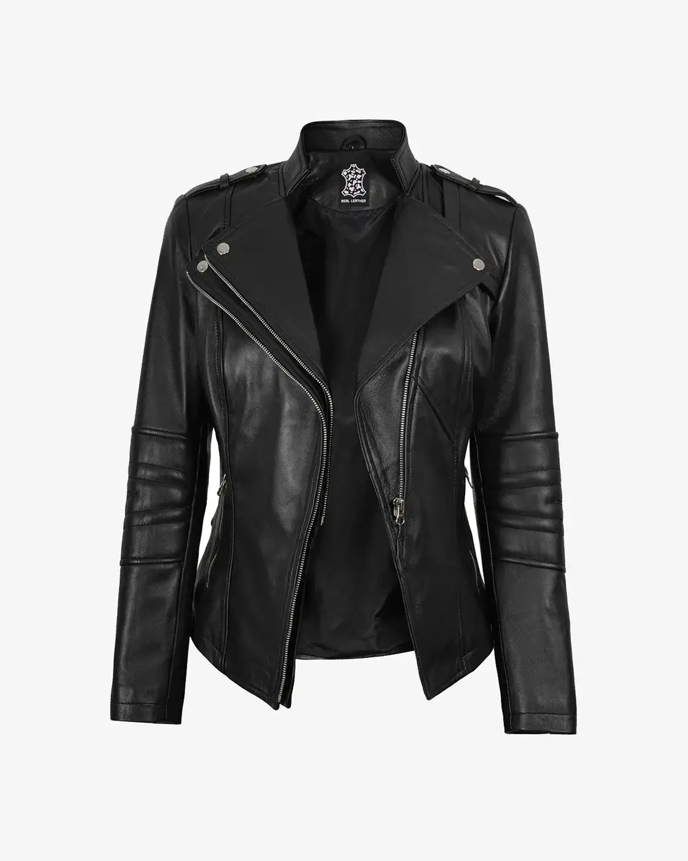 Women's Black Lambskin Leather Biker Style Jacket