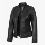 Carrie Black Leather Jacket for Women - Biker Style