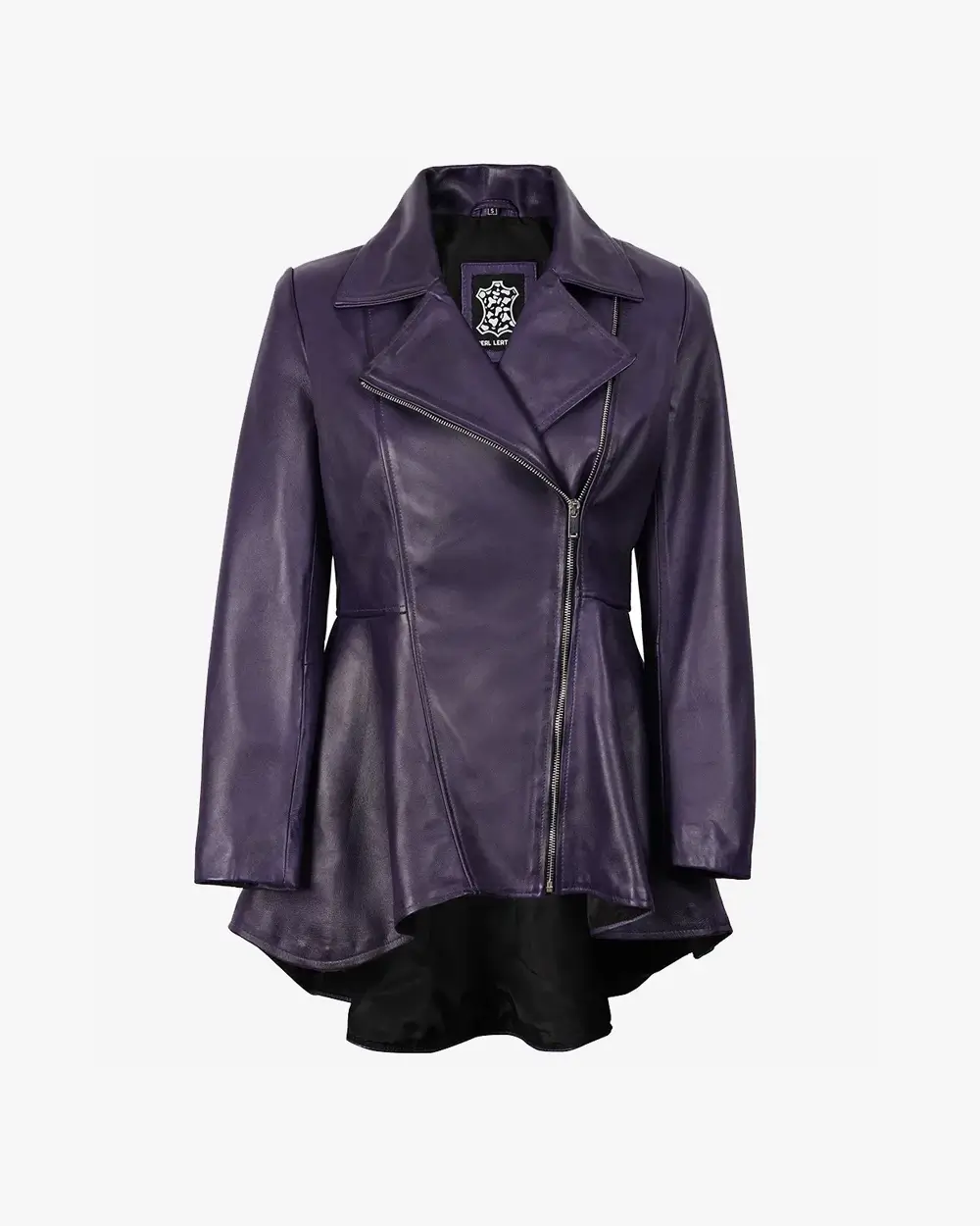 Womens Real Leather Purple Peplum Jacket - Frock Style - Image 4