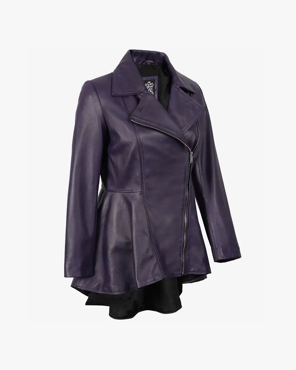 Womens Real Leather Purple Peplum Jacket - Frock Style - Image 2
