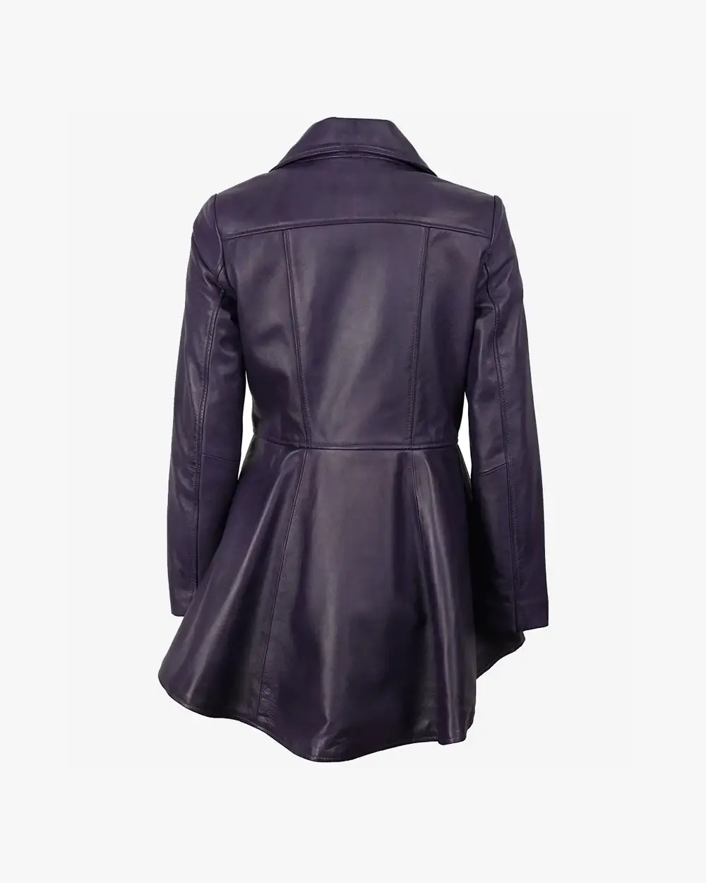 Womens Real Leather Purple Peplum Jacket - Frock Style - Image 3