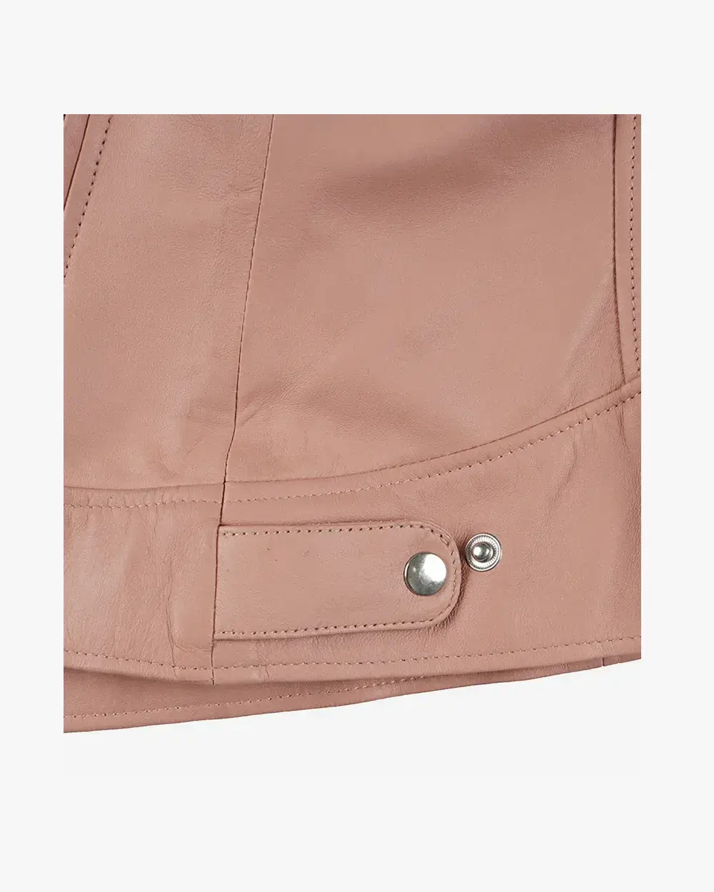 Dodge Light Pink Biker Style Leather Jacket for Women - Image 6