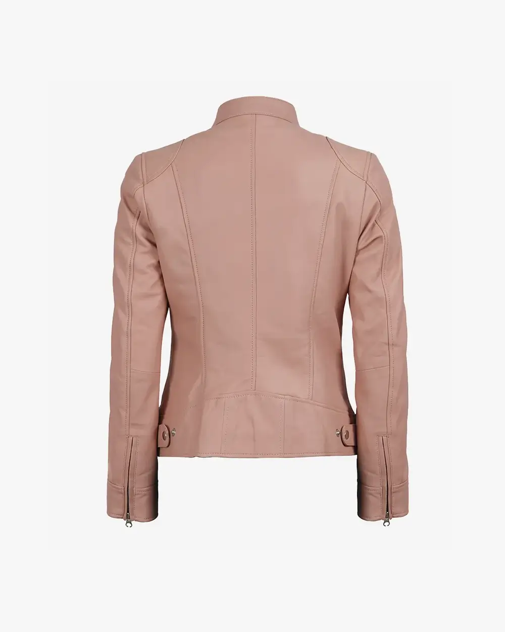 Dodge Light Pink Biker Style Leather Jacket for Women - Image 7