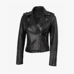 Women's Black Asymmetrical Biker Style Leather Jacket