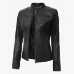 Women's Black Lambskin Leather Biker Style Jacket