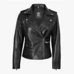 Amber Women's Black Leather Asymmetrical Biker Style Jacket