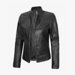 Women's Slim Fit Black Leather Biker Style Jacket