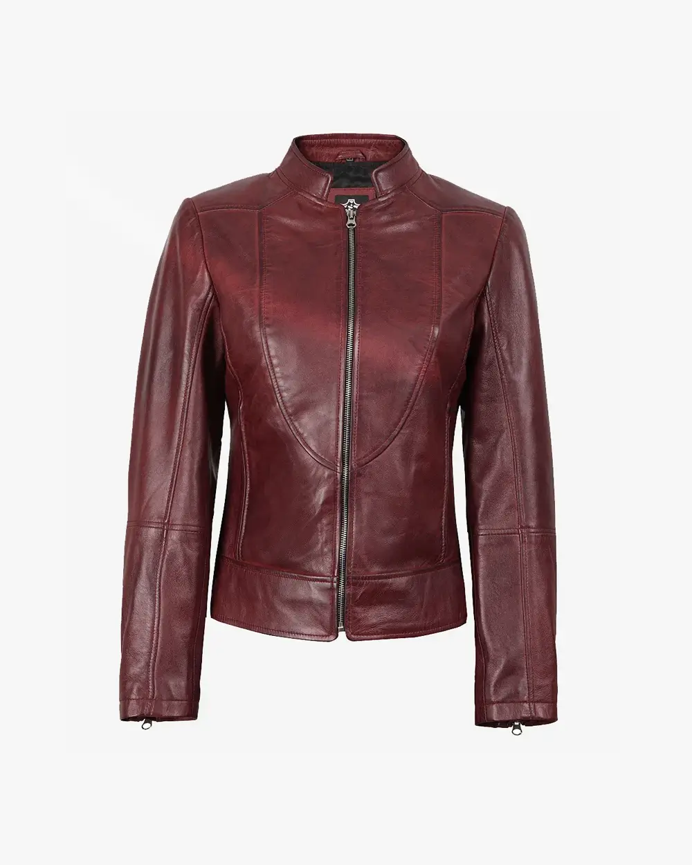 Women's Black Real Leather Jacket with Asymmetrical Zip Closure - Image 2