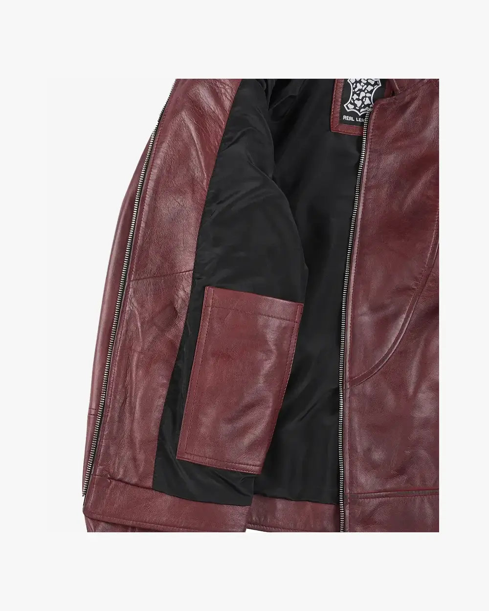 Women's Black Real Leather Jacket with Asymmetrical Zip Closure - Image 3